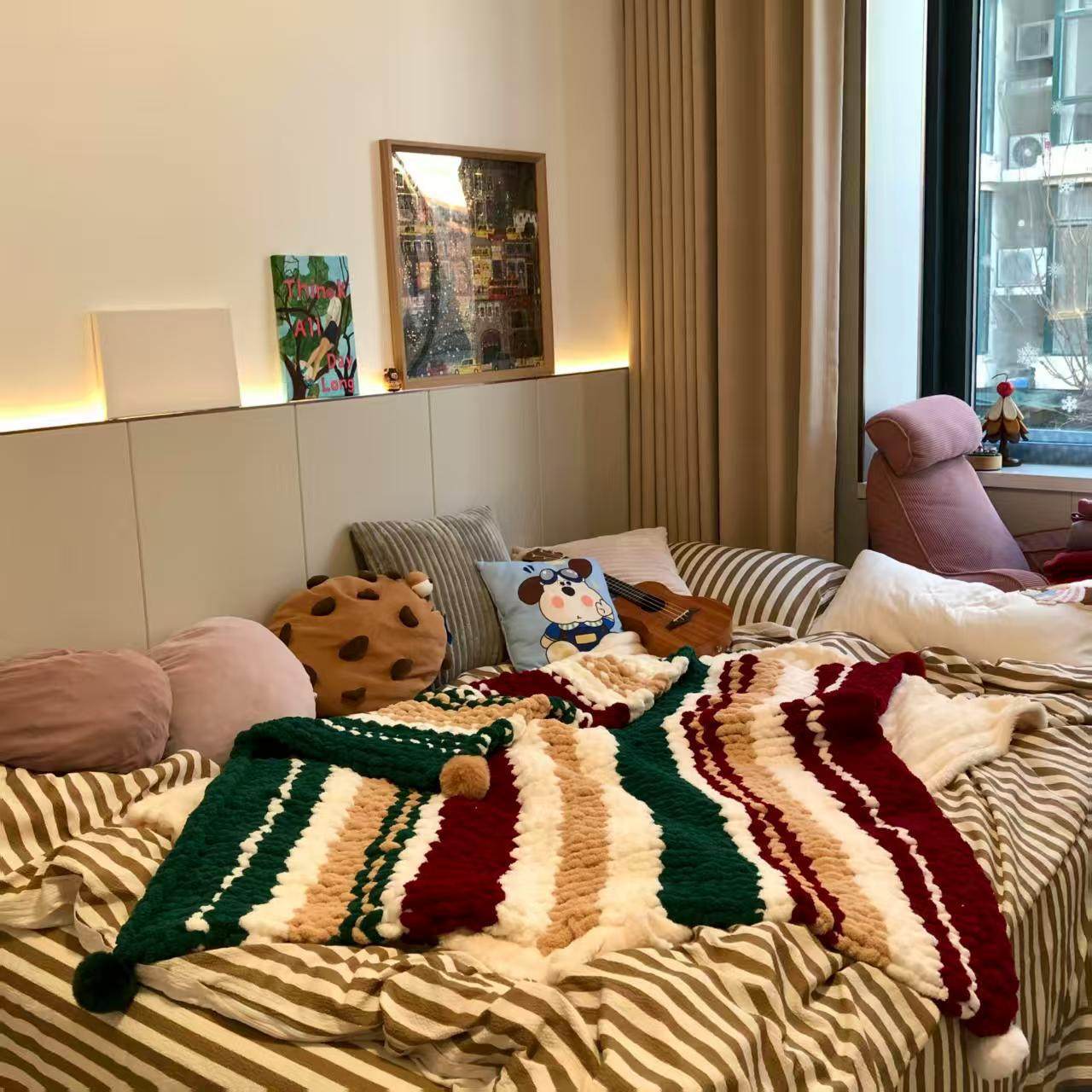 diy手工编织圣诞美式复古风毯猫尾巴冰条线秋冬季午睡沙发盖毯冬,服饰配件/皮带/帽子/围巾,毛线,淘宝优惠券,粉丝福利购,淘宝优惠卷