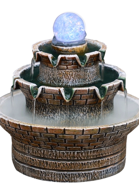 八方来财开业贺礼桌面假山流水