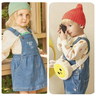 兄妹装韩版童装秋款男童牛仔背带裤女童背带裙姐弟装MS490601