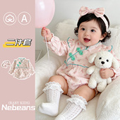 女宝包屁哈衣外出服 刺绣盘扣旗袍风格 2岁春款 民族风婴儿服装