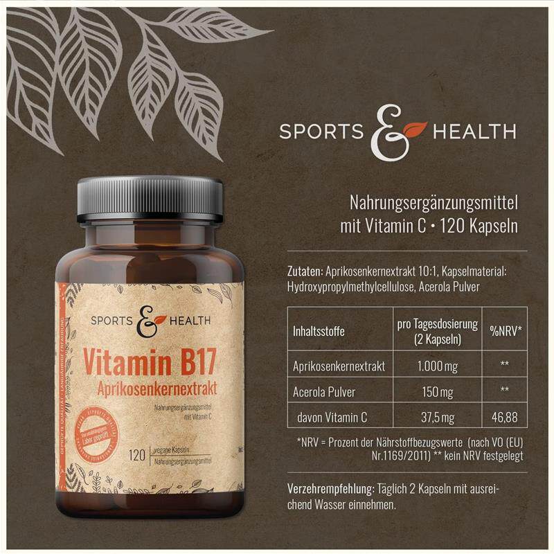 秒发-德国Vitamin B17 维生素B17苦杏仁苷500mg苦杏仁提取物120粒