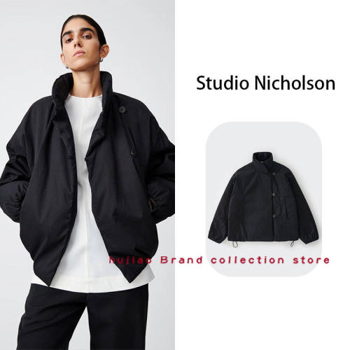 糊椒 Studio Nicholson 斜襟立领纯色蓬松棉短款夹克外套