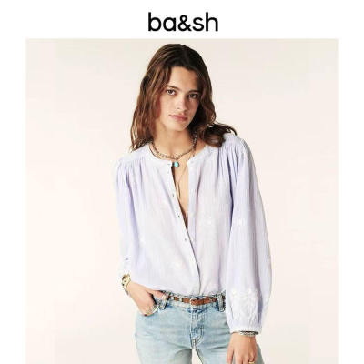 JIL 法式荷叶边领纽扣衬衫灯笼袖刺绣上衣 JIL BASH