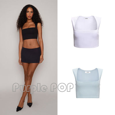 POP 买手店 Danielle Guizio 纯色无袖大方领短款吊带上衣