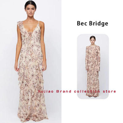 糊椒 买手店 bec bridge 春夏温柔气质花卉印花真丝荷叶边连衣裙