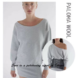 国现 西班牙 PALOMA WOOL 26新款全棉大圆领罗纹口卫衣连衣裙