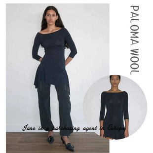 国现 西班牙 PALOMA WOOL Benito弹力一字领不规则裙摆连衣裙