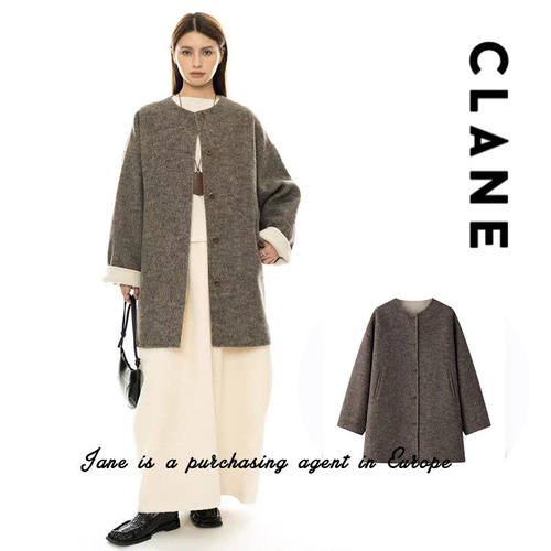 国现 日本 CLANE 松本惠奈时髦羊毛双面呢大衣宽松廓形外套