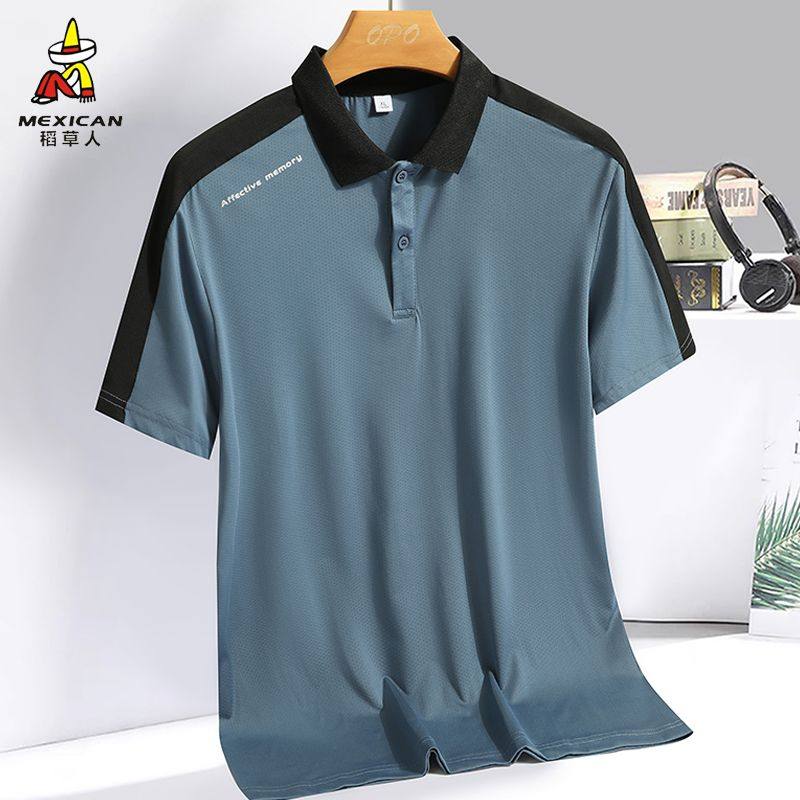 稻草人polo衫男士夏季新款宽松透气网眼速干短袖休闲薄款运动t恤