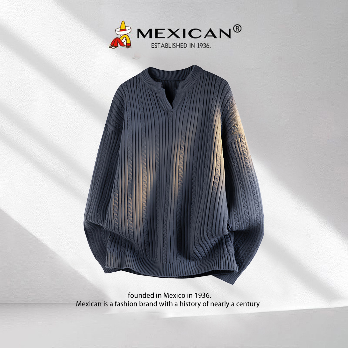 稻草人官方正品麻花套头毛衣男冬外穿V领宽松情侣保暖针织衫外套