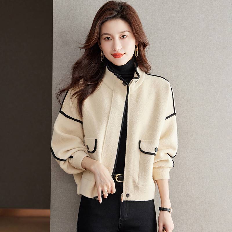 毛呢外套女春秋2025新款今年流行爆款针织开衫加厚棒球服宽松上衣