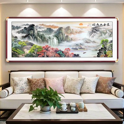 2025新款富春山居图客厅挂画山水画沙发背景墙装饰画办公室壁画