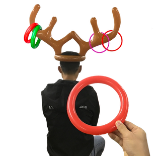 充气鹿角套圈游戏驯鹿圈圈圣诞鹿头互动小道具接亲麋鹿玩具