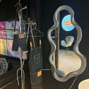 壁挂全身镜高端异型咖啡餐厅墙面装 饰镜子造型艺术设计定制穿衣镜