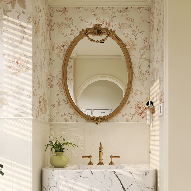 C2高级法式复古椭圆形化妆镜直销