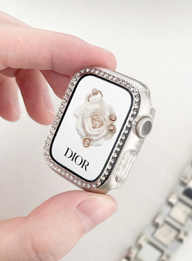 【闪钻半包】适用AppleWatch带钻保护壳S10/11苹果手表镶钻S8/9边框壳iwatch6/7/SE代电镀半包硬壳42/46mm女