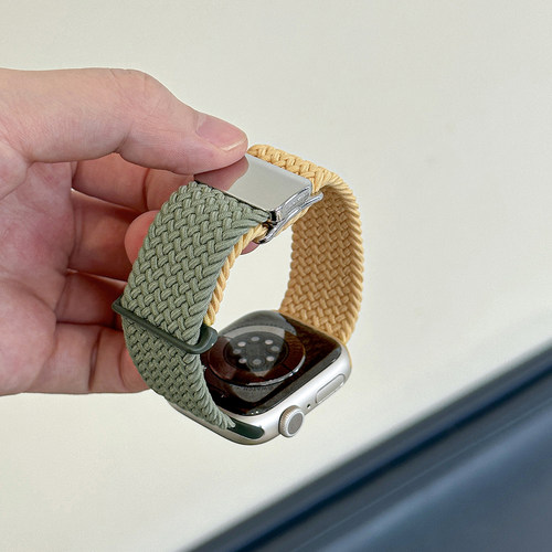 适用iWatch编织拼色磁吸扣表带