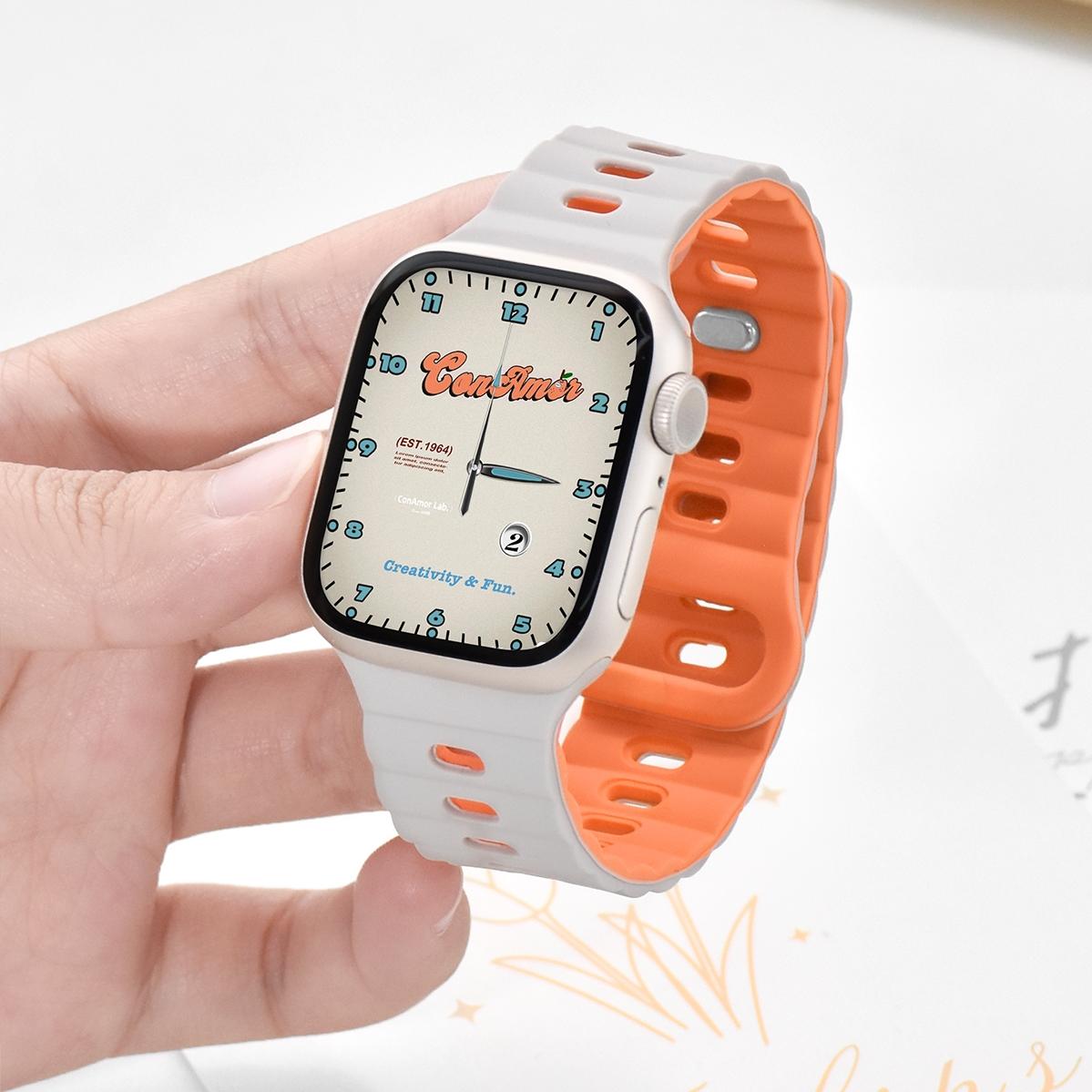 适用iwatch闪电硅胶扣透气表带