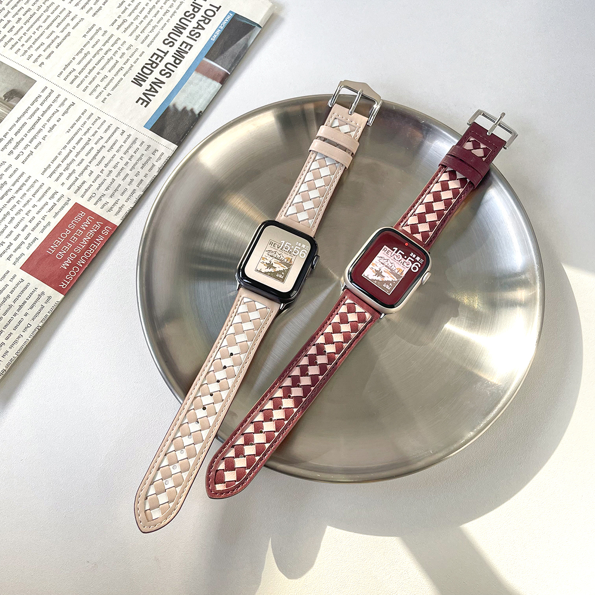 【美式复古】适用Apple WatchS10/9表带iwatch8/7/6/5/SE代苹果手表小香风菱格真皮表带44/40/41/45mm女秋冬