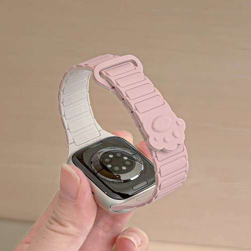 适用iWatch可爱狗爪磁吸硅胶表带
