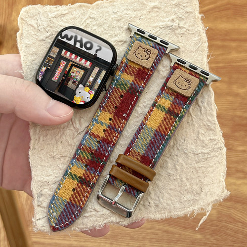 适用iWatchKT猫彩虹皮皮表带