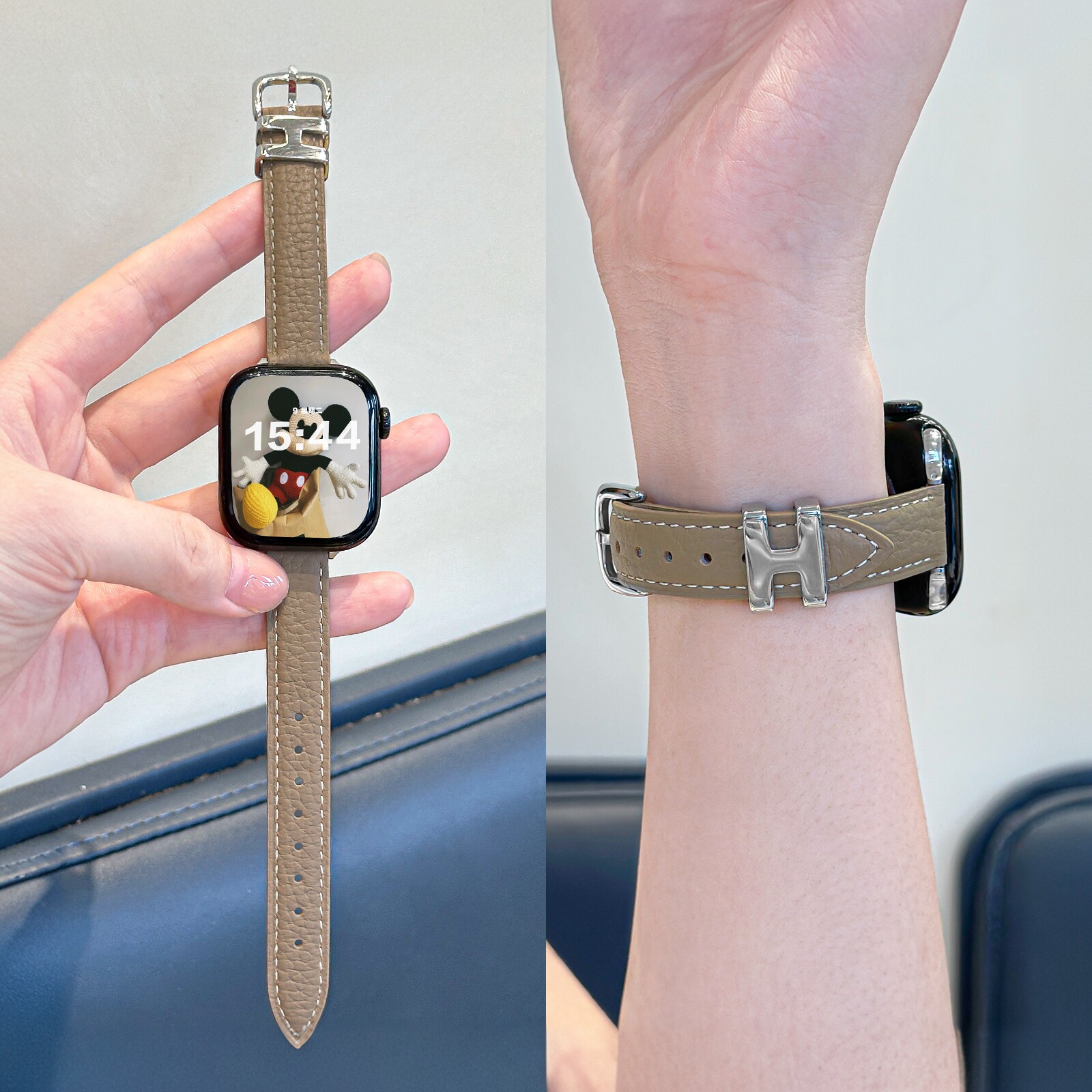 适用iwatch荔枝纹H扣小蛮腰表带图片