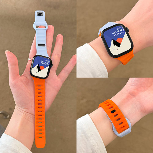 适用iWatch不规则斜切硅胶表带