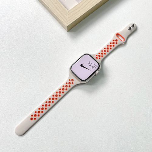 适用iwatch撞色硅胶小蛮腰表带