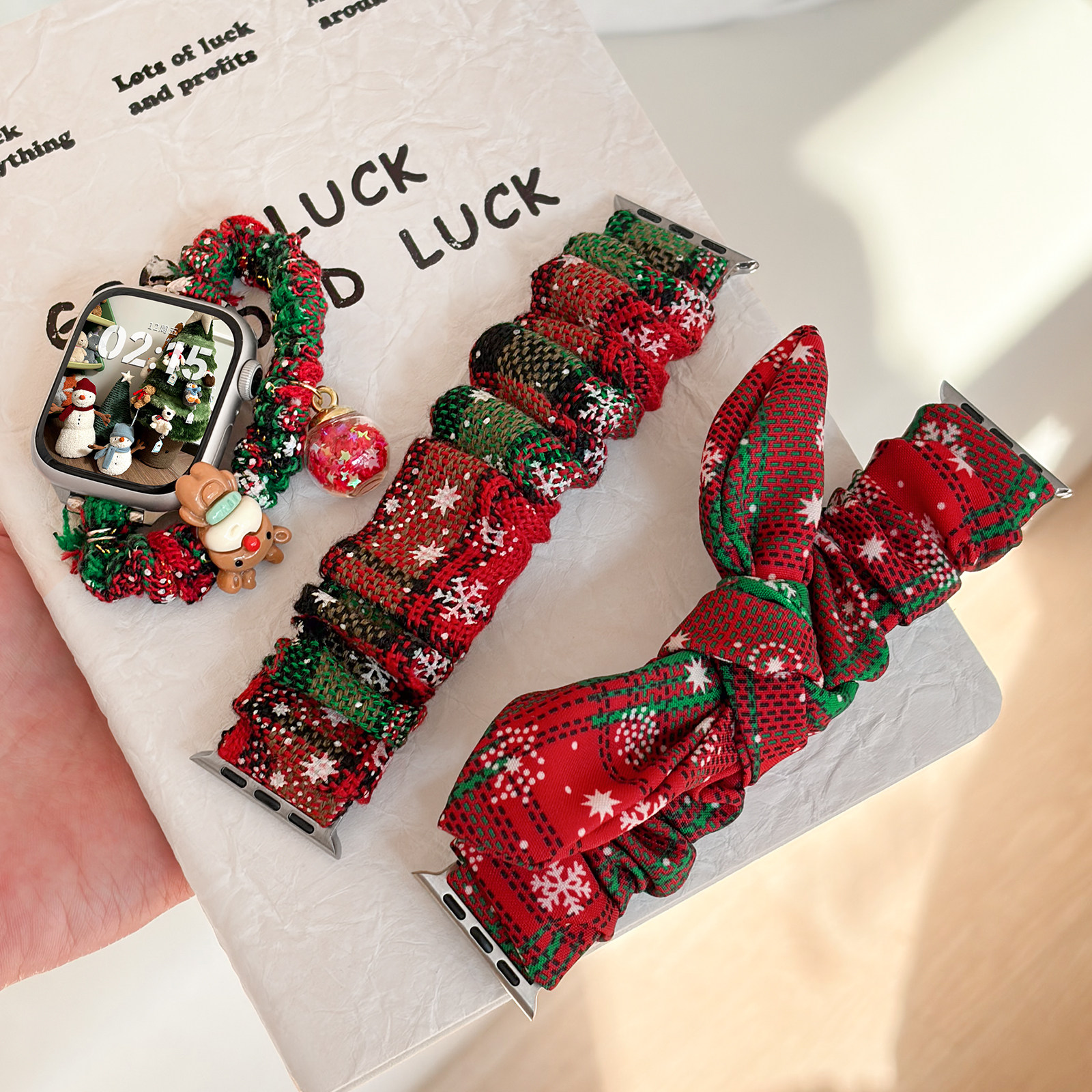 适用applewatchS11弹力发圈表带圣诞限定氛围感iwatch10/9/8/7苹果手表ultra雪纺大肠蝴蝶结秋冬SE腕带细款女,智能设备,智能手表手环表带/腕带,淘宝优惠券,粉丝福利购,淘宝优惠卷