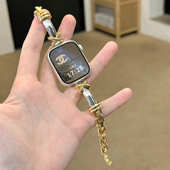 适用applewatchS11设计师款 腕带 876气质小蛮腰苹果手表ultra不锈钢小众细se女生夏季 手镯金属表带iWatch10