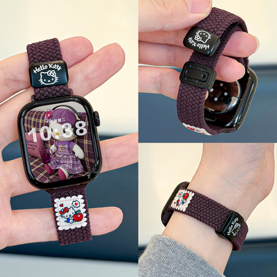 适用iWatchKT猫编织磁吸扣细表带