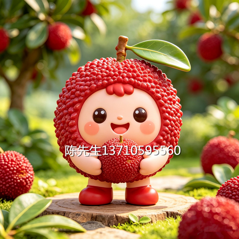 慈溪景区美陈定制大型杨梅卡通公仔雕塑户外玻璃钢荔枝IP人物雕像