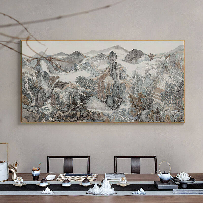 半庭x柴一茗 太平广记 中式大幅风景装饰画客厅山水国画实木挂画