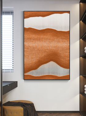 网红.原玄创手餐绘|意式客极简抽橙色象大幅油画厅关厅装饰画