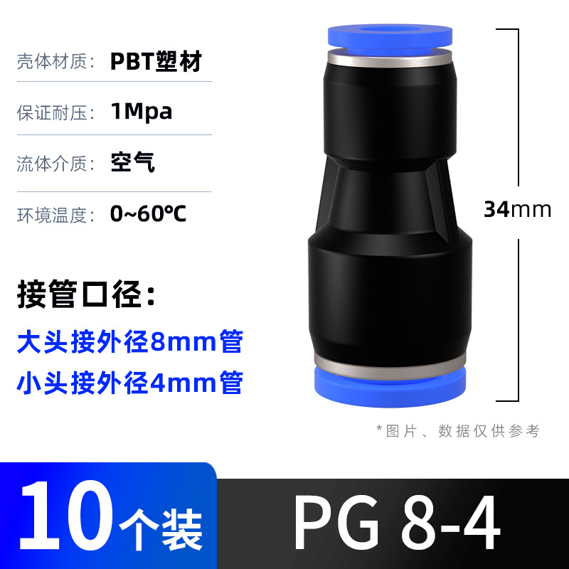 气管快速接头PU直通PG变径快插气动元件高压4?6?8 1O0 12 14 16