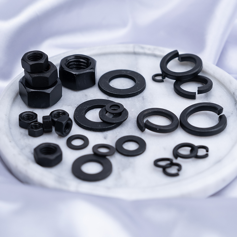 8.8级黑色高强度六角螺母螺帽含平w垫片弹垫圈M2M3M4M5M6M8M10M18