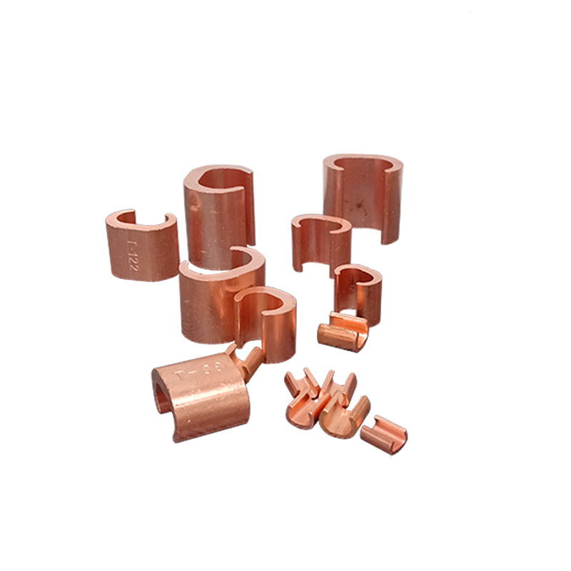 铜c型线夹CCT电线电缆分支接头紫铜镀锡并线卡压线扣端子