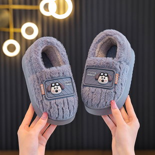 儿童棉拖鞋男童秋冬居家用室内防滑2025新款可爱小狗加绒毛毛棉鞋