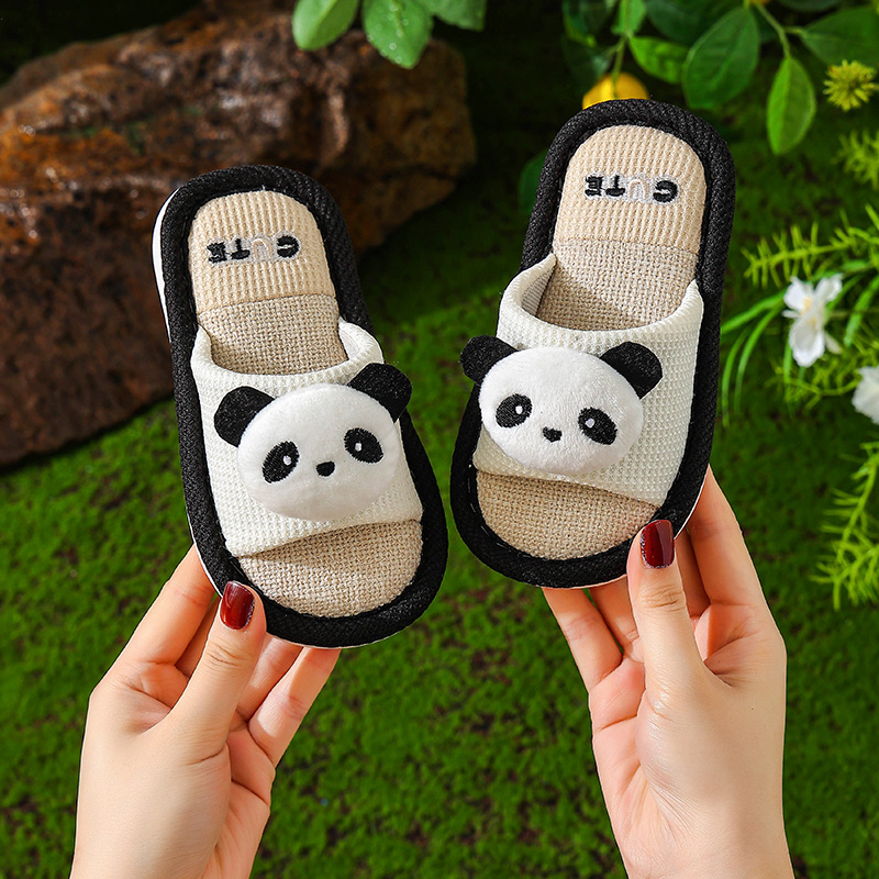 【精品】卡通儿童春秋季亚麻拖鞋