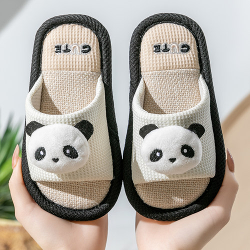 【精品】卡通儿童春秋季亚麻拖鞋