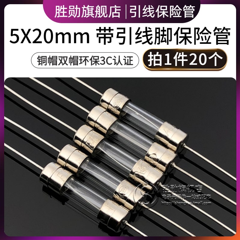5*20mm带引线脚玻璃保险管 10A/250V F10AL 双帽环保高品质保险丝