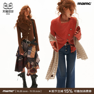 MAMC高级感收腰再生空气绒解构高领喇叭袖修身显瘦毛衣针织开衫
