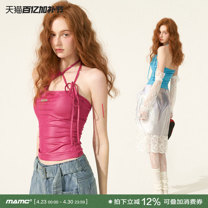 MAMC纯色不规则绑带背心内搭2024春夏季新款露背独特绝美小吊带