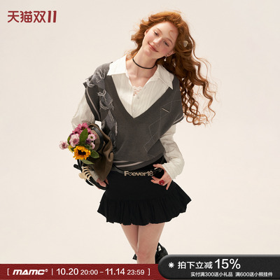 大V领学院风毛衣马甲外搭