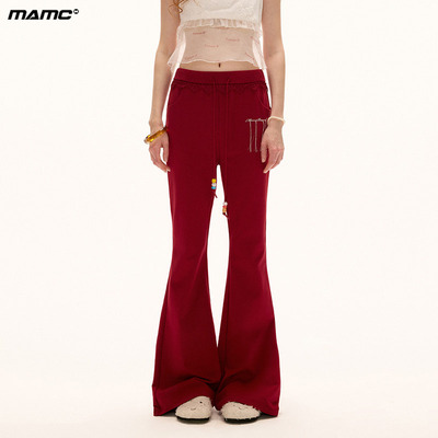 MAMC蕾丝低腰抽绳微喇裤