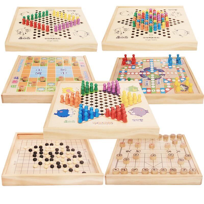 木质飞行棋双面跳跳琪聚会波子棋经典大号客厅围棋玩具儿童五跳棋