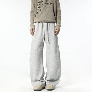 WAALEVANA美式重磅弯刀运动裤cleanfit设计感直筒阔腿休闲长裤子