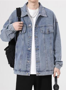 WAALEVANA复古做旧水洗工装牛仔夹克街头宽松情侣百搭长袖外套潮