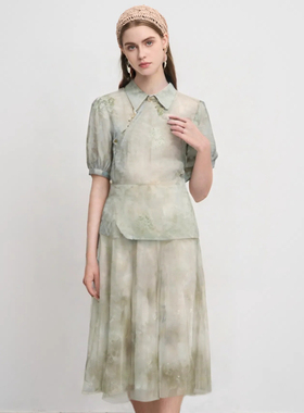 【淡人穿搭】sdeer圣迪奥轻奢扎染印花度假中式风上衣S242Z0425