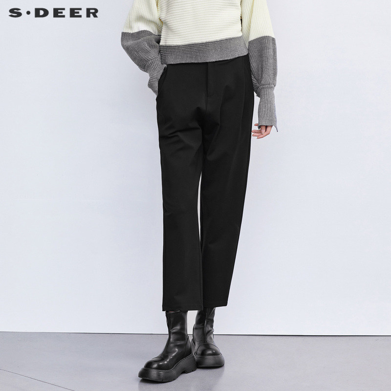 sdeer圣迪奥松紧拼接压褶插袋哈伦裤S223Z0860